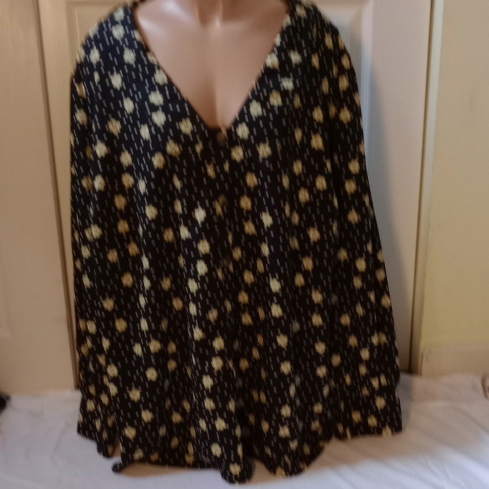Simply Be Black and Yellow Floral,Button Down Shirt, Size 24